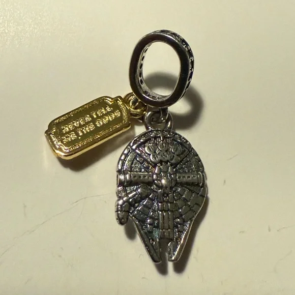 Star Wars Millennium Falcon Dangle Silver Gold Charm - Picture 3 of 3